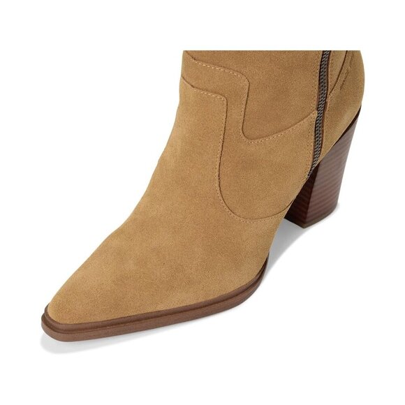 NWB $225 Franco Sarto Suede Jaxon Mid Shaft Boots Western Camel Brown Tan Sz 8.5 - Picture 3 of 9